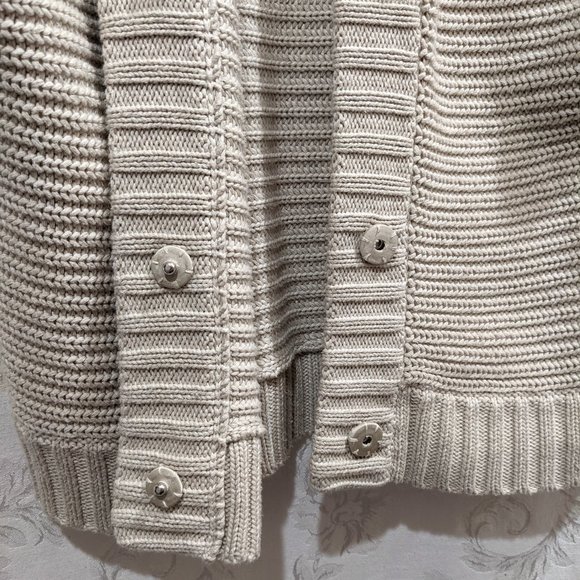 Pima Cotton Wool Heavy Rib Knit Dolman Sleeve Cardigan S Cabincore Chunky Boho - Picture 4 of 7